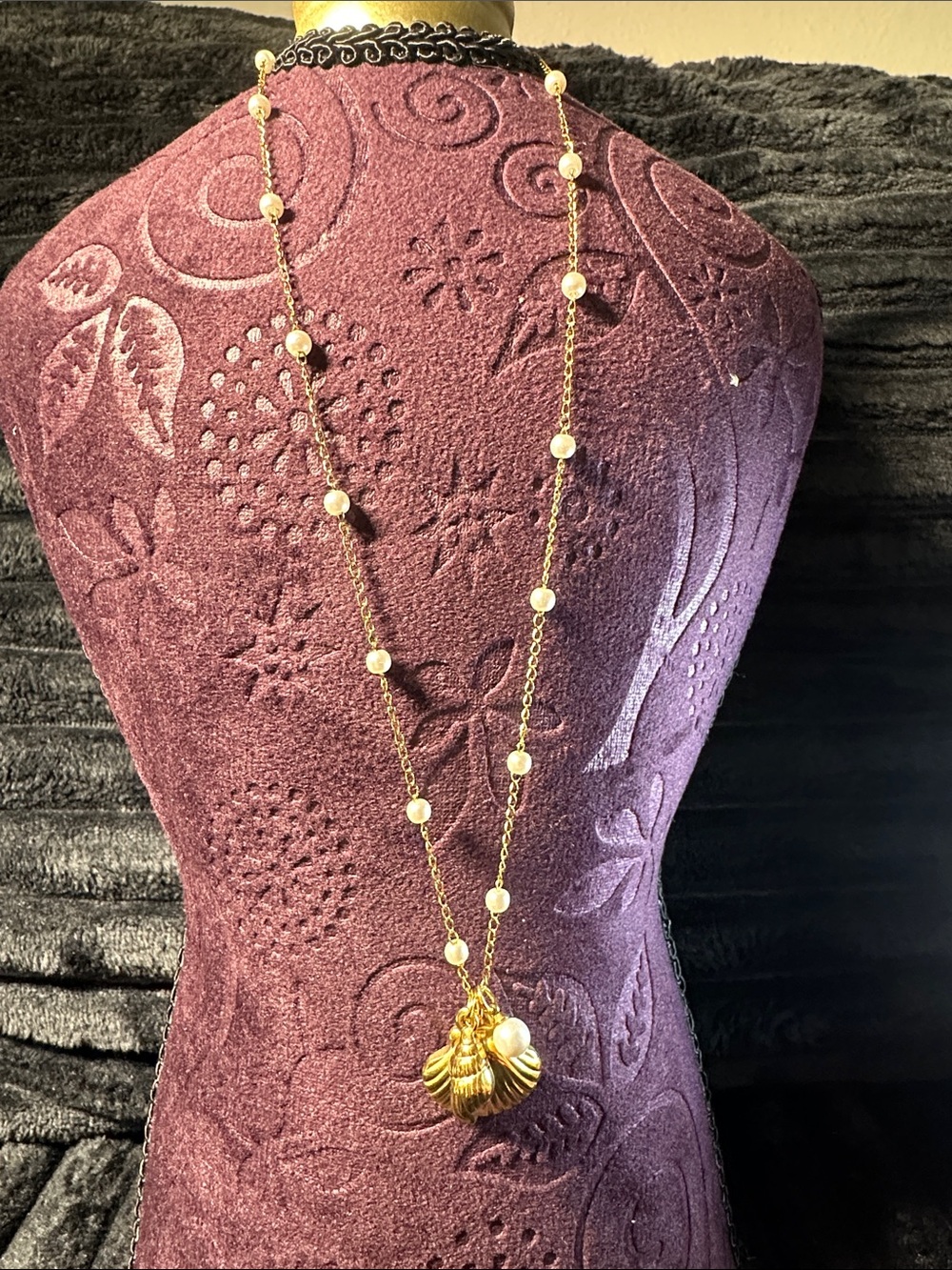Kenneth Jay Lane Gold-Tone Long Pearl Station Pendant Necklace